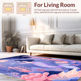 Ultra Soft Area Rug, Non Slip, Stain Resistant, Washable Area Rugs for Living Room, Bedroom, Delicate Plush Oceanic Dreamscape(Purple)