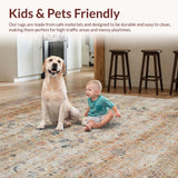 Ultra Soft Area Rug, Non Slip, Stain Resistant, Washable Area Rugs for Living Room, Bedroom, Rustic Retro Botanical Design(Beige)