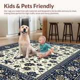Ultra Soft Area Rug, Non Slip, Stain Resistant, Washable Area Rugs for Living Room, Bedroom, Waterproof Runner with Abstract Floral Design(Blue)