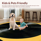 Ultra Soft Area Rug, Non Slip, Stain Resistant, Washable Area Rugs for Living Room, Bedroom, Contemporary Black and Yellow Design(Black)