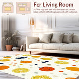 Ultra Soft Area Rug, Non Slip, Stain Resistant, Washable Area Rugs for Living Room, Bedroom, Charming Minimalist Fruit Illustration(Orange)