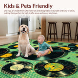 Ultra Soft Area Rug, Non Slip, Stain Resistant, Washable Area Rugs for Living Room, Bedroom, Retro Vinyl Record Entryway Non-Slip Doormat(Black)