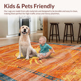 Ultra Soft Area Rug, Non Slip, Stain Resistant, Washable Area Rugs for Living Room, Bedroom, Sophisticated Abstract Warmth Design(Orange)
