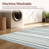 Ultra Soft Area Rug, Non Slip, Stain Resistant, Washable Area Rugs for Living Room, Bedroom, Subtle Pastel Striped Sophistication(White)