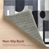 Ultra Soft Area Rug, Non Slip, Stain Resistant, Washable Area Rugs for Living Room, Bedroom, Contemporary Minimalist Linear Design(Gray)