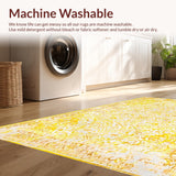 Ultra Soft Area Rug, Non Slip, Stain Resistant, Washable Area Rugs for Living Room, Bedroom, Warm Earthy Distressed Pattern(Yellow)