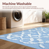 Ultra Soft Area Rug, Non Slip, Stain Resistant, Washable Area Rugs for Living Room, Bedroom, Elegant Scalloped Bow Rug With Preppy Aesthetic For Chic Home Decor(Blue)