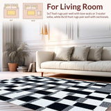 Ultra Soft Area Rug, Non Slip, Stain Resistant, Washable Area Rugs for Living Room, Bedroom, Modern Geometric Nursery Soft Shag Carpet(Black)