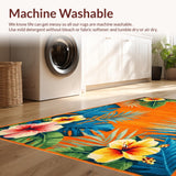 Ultra Soft Area Rug, Non Slip, Stain Resistant, Washable Area Rugs for Living Room, Bedroom, Striking Colorful Petal Composition(Orange)