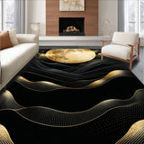 Ultra Soft Area Rug, Non Slip, Stain Resistant, Washable Area Rugs for Living Room, Bedroom, Sophisticated Monochrome Abstract Flourish(Gold)