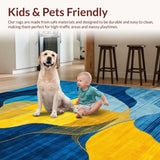 Ultra Soft Area Rug, Non Slip, Stain Resistant, Washable Area Rugs for Living Room, Bedroom, Vibrant Abstract Artistic Fusion(Yellow)