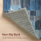 Ultra Soft Area Rug, Non Slip, Stain Resistant, Washable Area Rugs for Living Room, Bedroom, Sophisticated Geometric Earthy Palette(Blue)