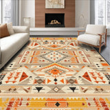 Ultra Soft Area Rug, Non Slip, Stain Resistant, Washable Area Rugs for Living Room, Bedroom, Chic Geometric Earth Tone Aesthetic(Beige)