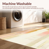Ultra Soft Area Rug, Non Slip, Stain Resistant, Washable Area Rugs for Living Room, Bedroom, Contemporary Linear Rug with Overlapping Gold Stripes and Peach Abstract Shapes(Beige)