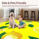 Ultra Soft Area Rug, Non Slip, Stain Resistant, Washable Area Rugs for Living Room, Bedroom, Sunny Citrus Themed Decor(Yellow)