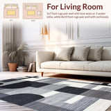 Ultra Soft Area Rug, Non Slip, Stain Resistant, Washable Area Rugs for Living Room, Bedroom, Contemporary Minimalist Linear Design(Gray)