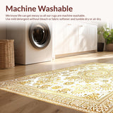 Ultra Soft Area Rug, Non Slip, Stain Resistant, Washable Area Rugs for Living Room, Bedroom, Rustic Circle Elegance(Gold)