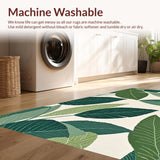 Ultra Soft Area Rug, Non Slip, Stain Resistant, Washable Area Rugs for Living Room, Bedroom, Elegant Leaf Motif Aesthetic(Green)