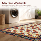 Ultra Soft Area Rug, Non Slip, Stain Resistant, Washable Area Rugs for Living Room, Bedroom, Vibrant Transitional Floral Motif(Red)