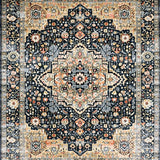 Ultra Soft Area Rug, Non Slip, Stain Resistant, Washable Area Rugs for Living Room, Bedroom, Earthy Toned Elegant Botanical Motif(Black)