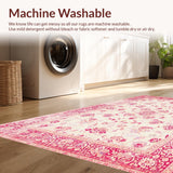 Ultra Soft Area Rug, Non Slip, Stain Resistant, Washable Area Rugs for Living Room, Bedroom, Artful Watercolor Flower Composition(Ivory)