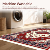 Ultra Soft Area Rug, Non Slip, Stain Resistant, Washable Area Rugs for Living Room, Bedroom, High Traffic Ivory Red Decorative Rug for Family Rooms(Red)