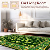 Ultra Soft Area Rug, Non Slip, Stain Resistant, Washable Area Rugs for Living Room, Bedroom, Rustic Springtime Clover Motif(Green)
