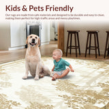Ultra Soft Area Rug, Non Slip, Stain Resistant, Washable Area Rugs for Living Room, Bedroom, Enchanted Forest Area With Beige Foliage For Neutral Spaces(Beige)