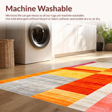 Ultra Soft Area Rug, Non Slip, Stain Resistant, Washable Area Rugs for Living Room, Bedroom, Whimsical Soft Line Art Composition(Orange)