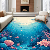 Ultra Soft Area Rug, Non Slip, Stain Resistant, Washable Area Rugs for Living Room, Bedroom, Radiant Aquatic Harmony Style(Blue)