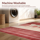 Ultra Soft Area Rug, Non Slip, Stain Resistant, Washable Area Rugs for Living Room, Bedroom, Vibrant Retro Patterned Elegance(Red)