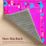 Ultra Soft Area Rug, Non Slip, Stain Resistant, Washable Area Rugs for Living Room, Bedroom, Dynamic Pink and Blue Whirlwind(Pink)