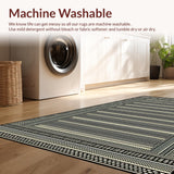 Ultra Soft Area Rug, Non Slip, Stain Resistant, Washable Area Rugs for Living Room, Bedroom, Chic Black Ivory Trellis Aesthetic(Gray)