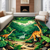 Playful Jurassic Scene Motif(Green)