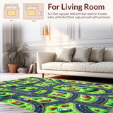 Ultra Soft Area Rug, Non Slip, Stain Resistant, Washable Area Rugs for Living Room, Bedroom, Multi Color Educational Play Area Activity Rug(Green)