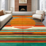 Ultra Soft Area Rug, Non Slip, Stain Resistant, Washable Area Rugs for Living Room, Bedroom, Chic Color Blocked Patterned Delight(Orange)