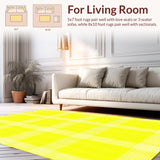Ultra Soft Area Rug, Non Slip, Stain Resistant, Washable Area Rugs for Living Room, Bedroom, Bright Whimsical Diamond Layout(Yellow)