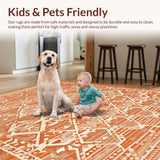 Ultra Soft Area Rug, Non Slip, Stain Resistant, Washable Area Rugs for Living Room, Bedroom, Stylish Pastel Floral Accents(Orange)