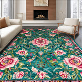 Ultra Soft Area Rug, Non Slip, Stain Resistant, Washable Area Rugs for Living Room, Bedroom, Elegant Soft Floral Aesthetic(Blue)