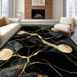 Ultra Soft Area Rug, Non Slip, Stain Resistant, Washable Area Rugs for Living Room, Bedroom, Striking Contemporary Tiled Design(Black)