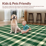 Ultra Soft Area Rug, Non Slip, Stain Resistant, Washable Area Rugs for Living Room, Bedroom, Rustic Gray Tartan Elegance(Green)