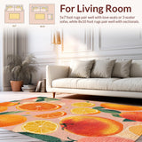 Ultra Soft Area Rug, Non Slip, Stain Resistant, Washable Area Rugs for Living Room, Bedroom, Blush Fruit Design Area Rug Bright Orange Green Carpet(Orange)