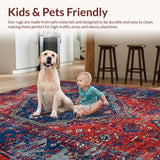 Ultra Soft Area Rug, Non Slip, Stain Resistant, Washable Area Rugs for Living Room, Bedroom, Traditional Boho Red Entryway Non-Slip Carpet(Red)