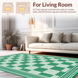 Ultra Soft Area Rug, Non Slip, Stain Resistant, Washable Area Rugs for Living Room, Bedroom, Rustic Modernist Checkered Appeal(Green)