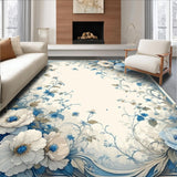Ultra Soft Area Rug, Non Slip, Stain Resistant, Washable Area Rugs for Living Room, Bedroom, Artful Hand-Painted Nature Pattern(Ivory)