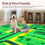 Ultra Soft Area Rug, Non Slip, Stain Resistant, Washable Area Rugs for Living Room, Bedroom, Vibrant Urban Landscape Motif(Green)