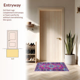 Ultra Soft Area Rug, Non Slip, Stain Resistant, Washable Area Rugs for Living Room, Bedroom, Bold Modern Geometric Layout(Purple)