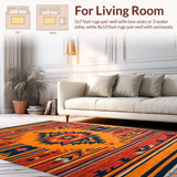 Ultra Soft Area Rug, Non Slip, Stain Resistant, Washable Area Rugs for Living Room, Bedroom, Luxurious Color Block Design(Orange)