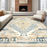 Ultra Soft Area Rug, Non Slip, Stain Resistant, Washable Area Rugs for Living Room, Bedroom, Artful Distressed Floral Arrangement(Beige)
