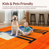 Ultra Soft Area Rug, Non Slip, Stain Resistant, Washable Area Rugs for Living Room, Bedroom, Joyful Creature Celebration Style(Orange)